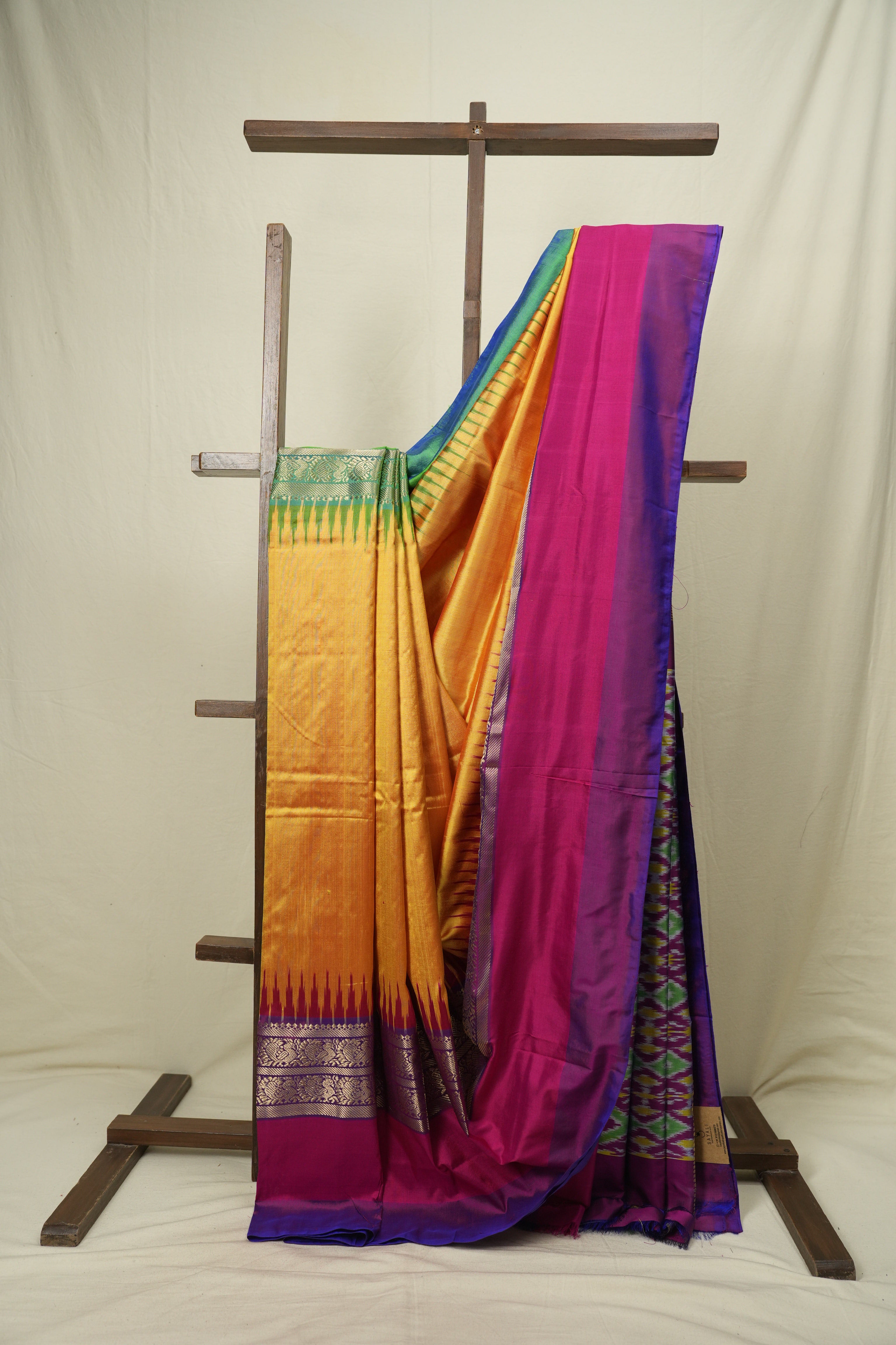 Mustard Pochampalli Silk Ikat Saree - SRMPSIS319