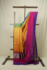 Mustard Pochampalli Silk Ikat Saree - SRMPSIS319