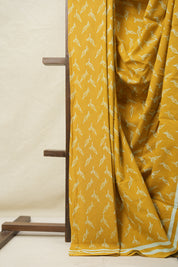 Mustard Yellow HBP Cotton Saree - SRMYCS3077