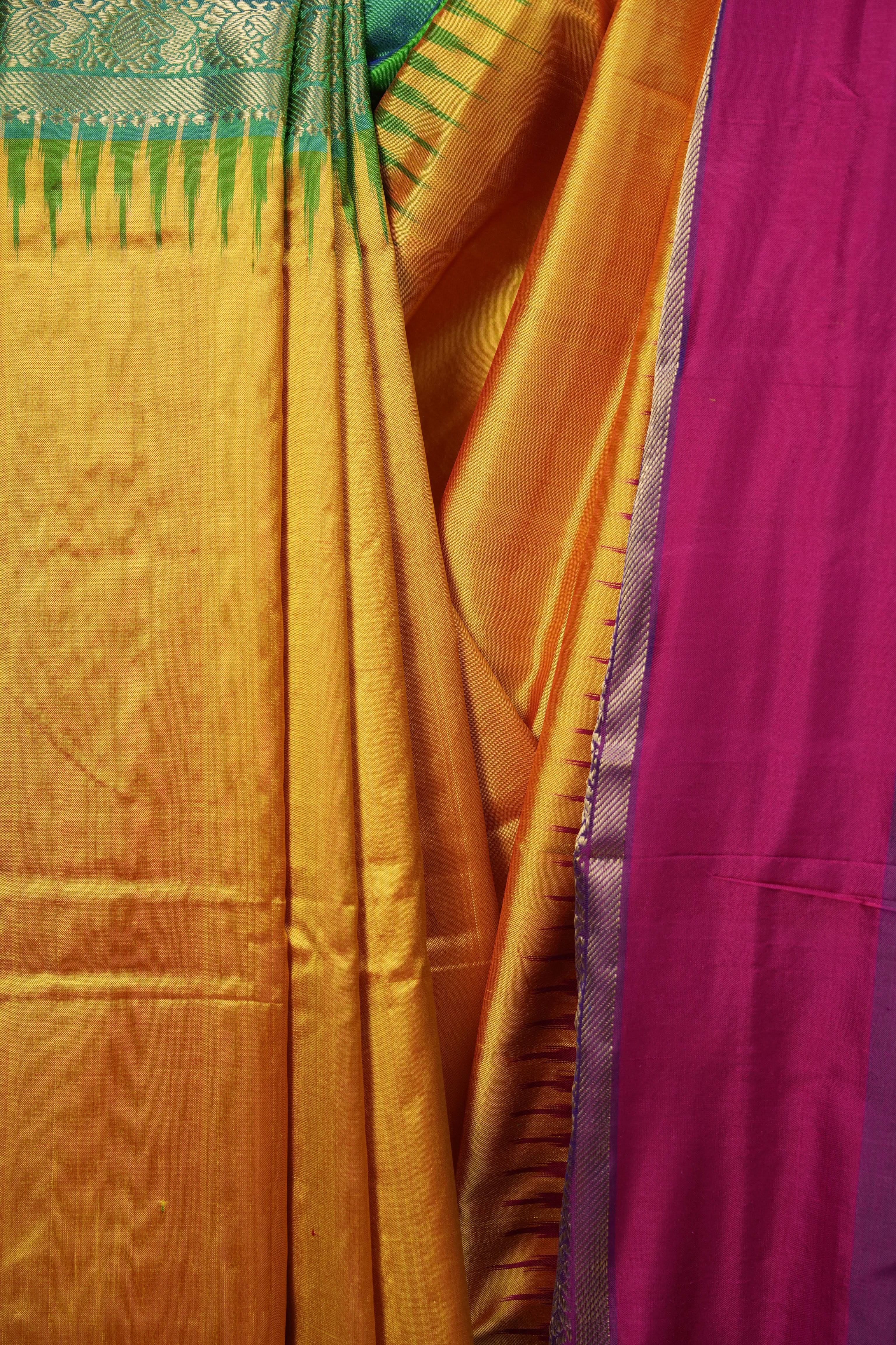 Mustard Pochampalli Silk Ikat Saree - SRMPSIS319