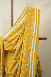 Mustard Yellow HBP Cotton Saree - SRMYCS3077