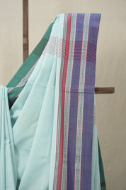 Sky Blue Cotton Ilkal Saree With Gayatri Border - SRSBCIS825