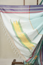 Sky Blue Cotton Ilkal Saree With Gayatri Border - SRSBCIS825