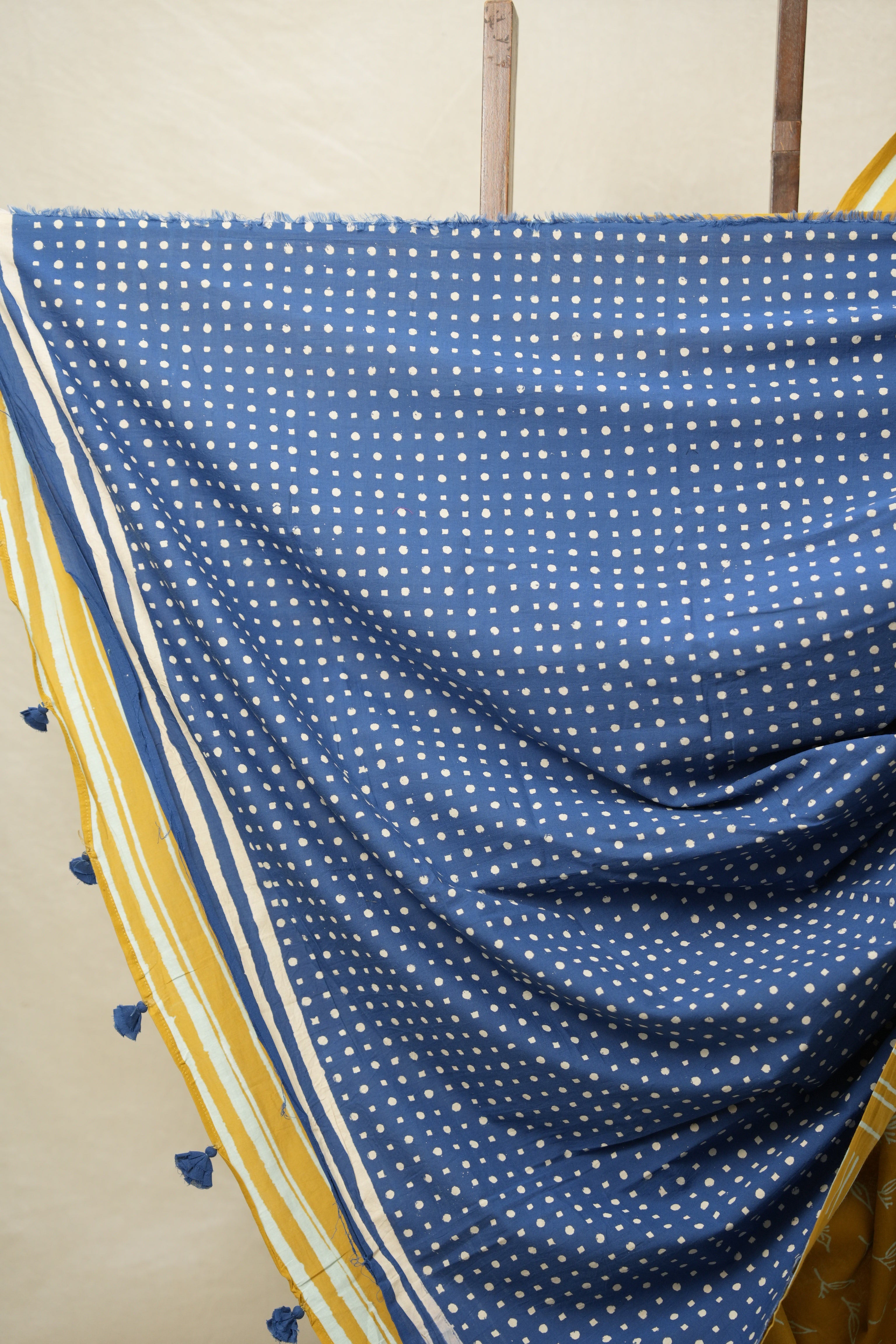 Mustard Yellow HBP Cotton Saree - SRMYCS3077