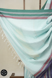 Sky Blue Cotton Ilkal Saree With Gayatri Border - SRSBCIS825