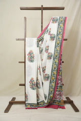 White HBP Cotton Saree - SRWCS3235