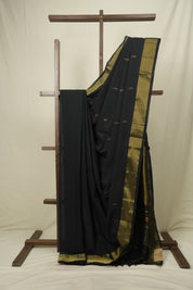 Black Cotton Paithani Saree - SRBCPS820