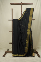 Black Cotton Paithani Saree - SRBCPS820