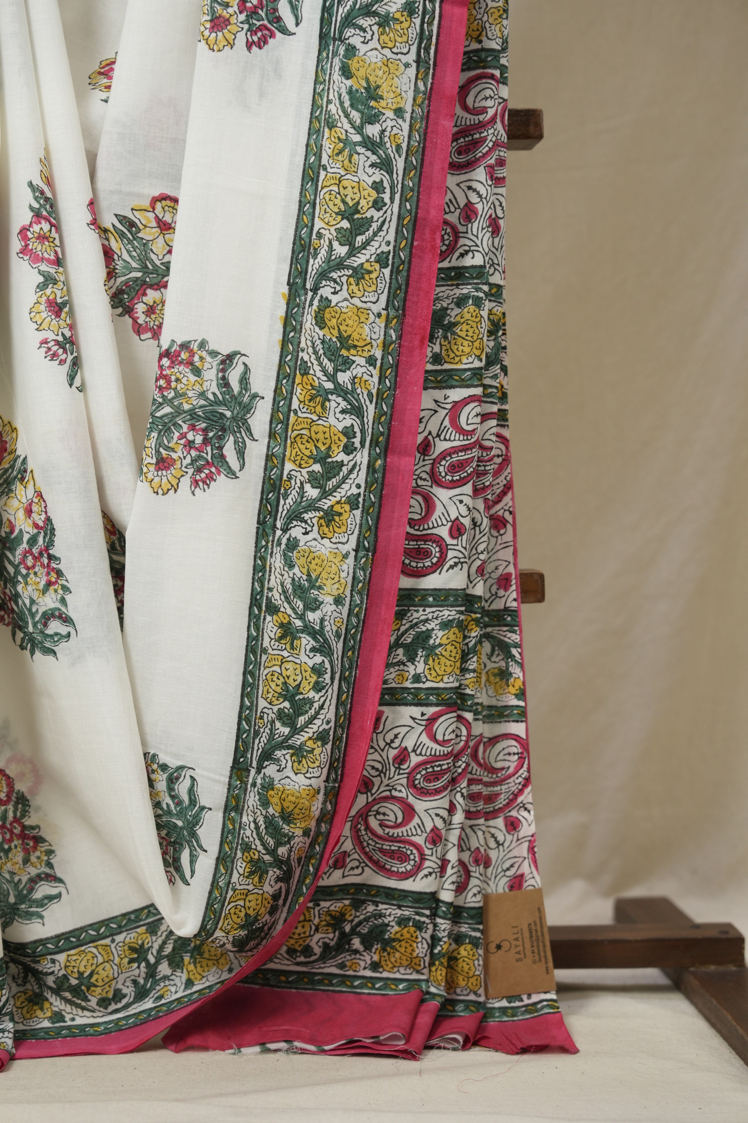 White HBP Cotton Saree - SRWCS3235