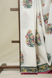 White HBP Cotton Saree - SRWCS3235