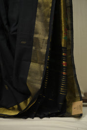 Black Cotton Paithani Saree - SRBCPS820