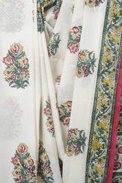 White HBP Cotton Saree - SRWCS3235
