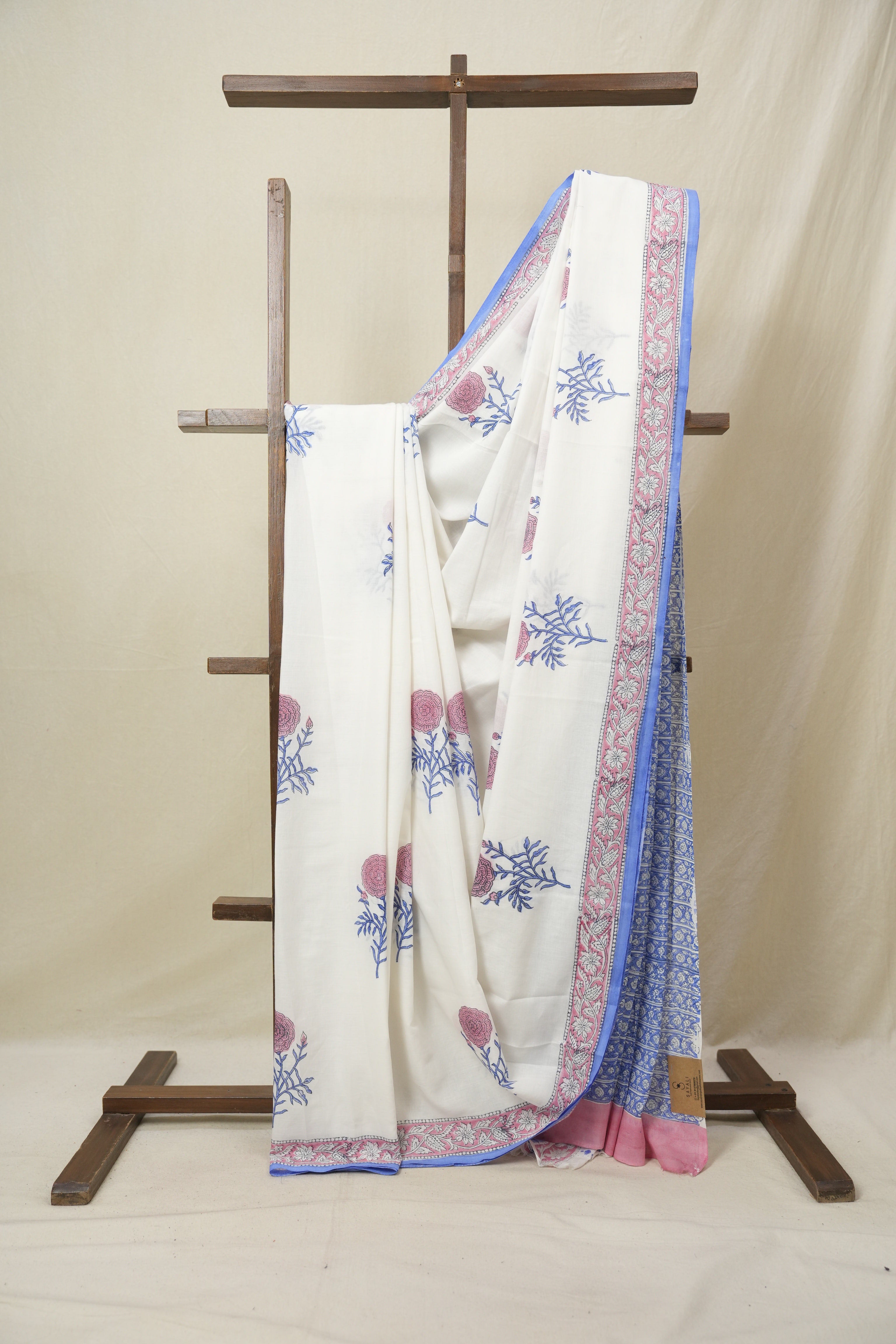White HBP Cotton Saree - SRWCS3237