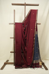 Maroon Maheshwari Saree - SRMMS1403
