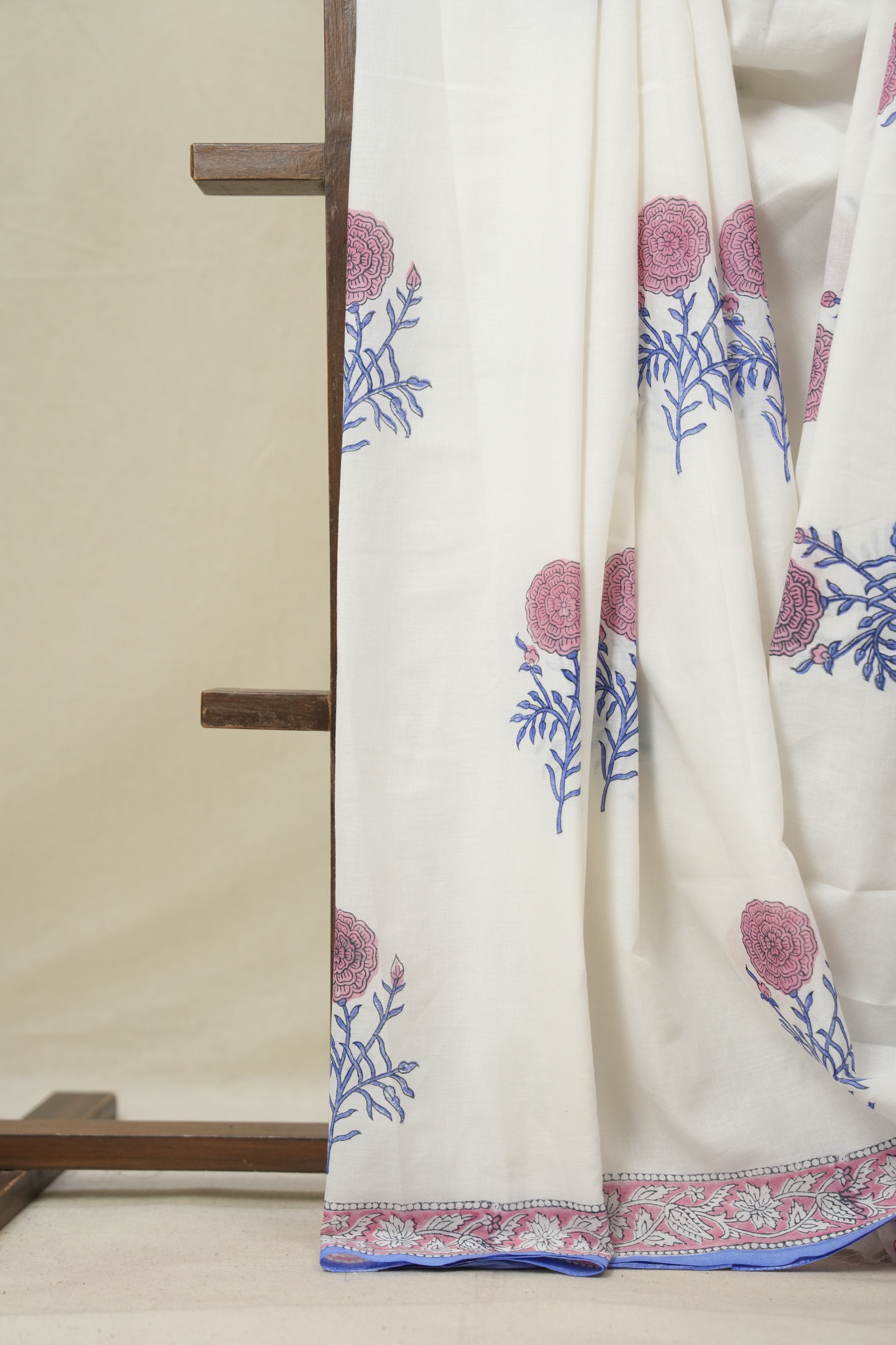 White HBP Cotton Saree - SRWCS3237