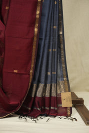 Maroon Maheshwari Saree - SRMMS1403