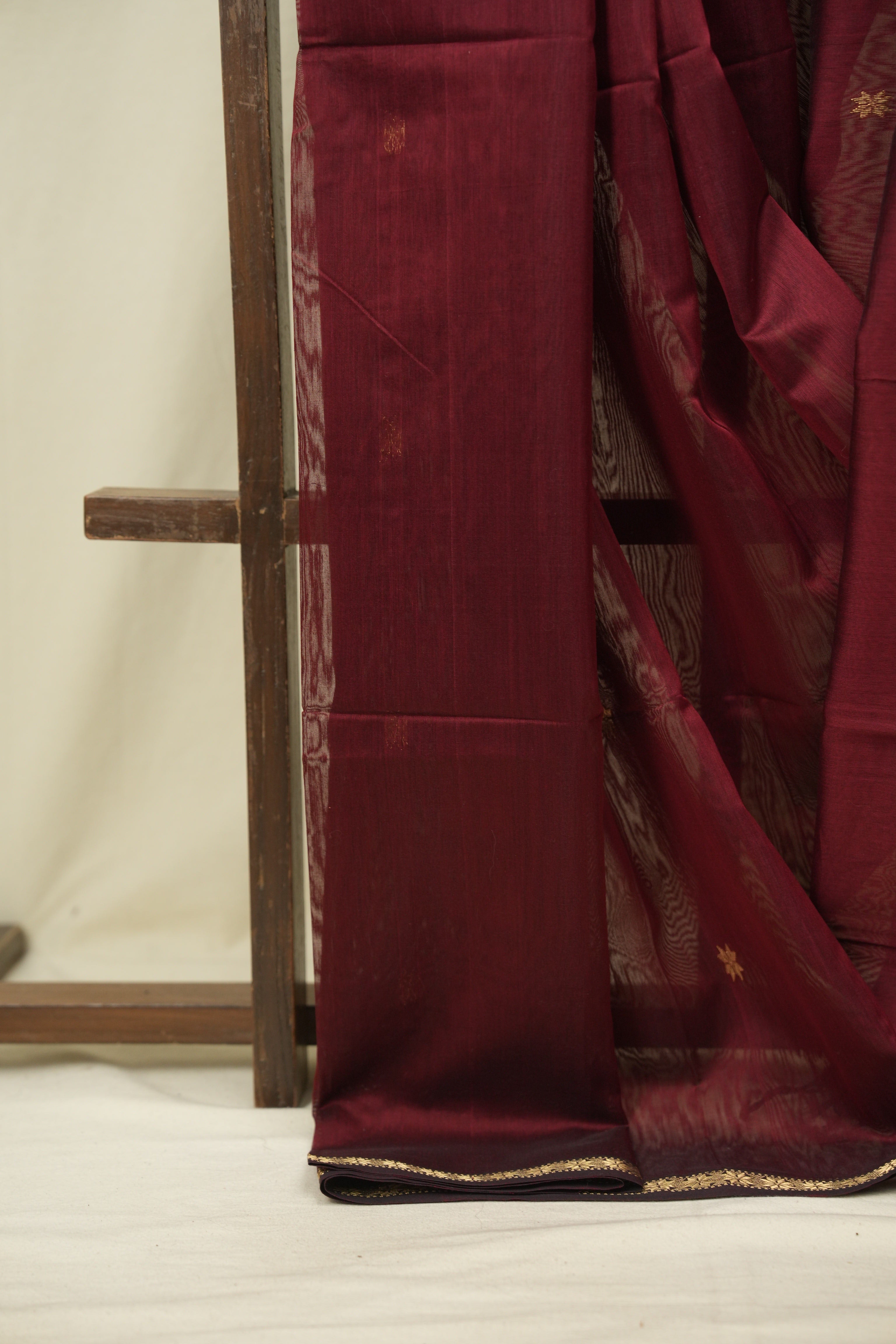 Maroon Maheshwari Saree - SRMMS1403