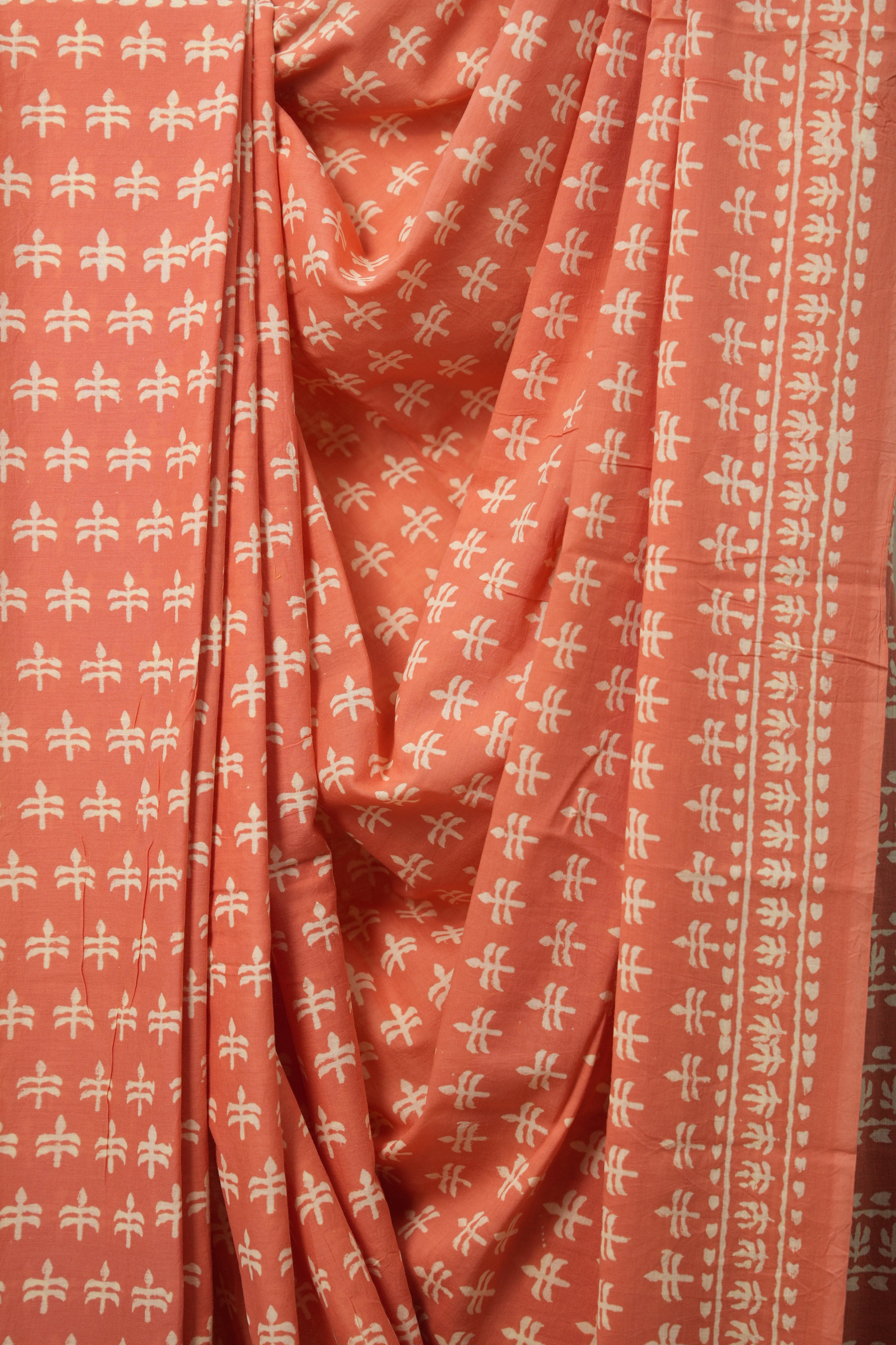 Peach Pink HBP Cotton Saree - SRPPCS3072