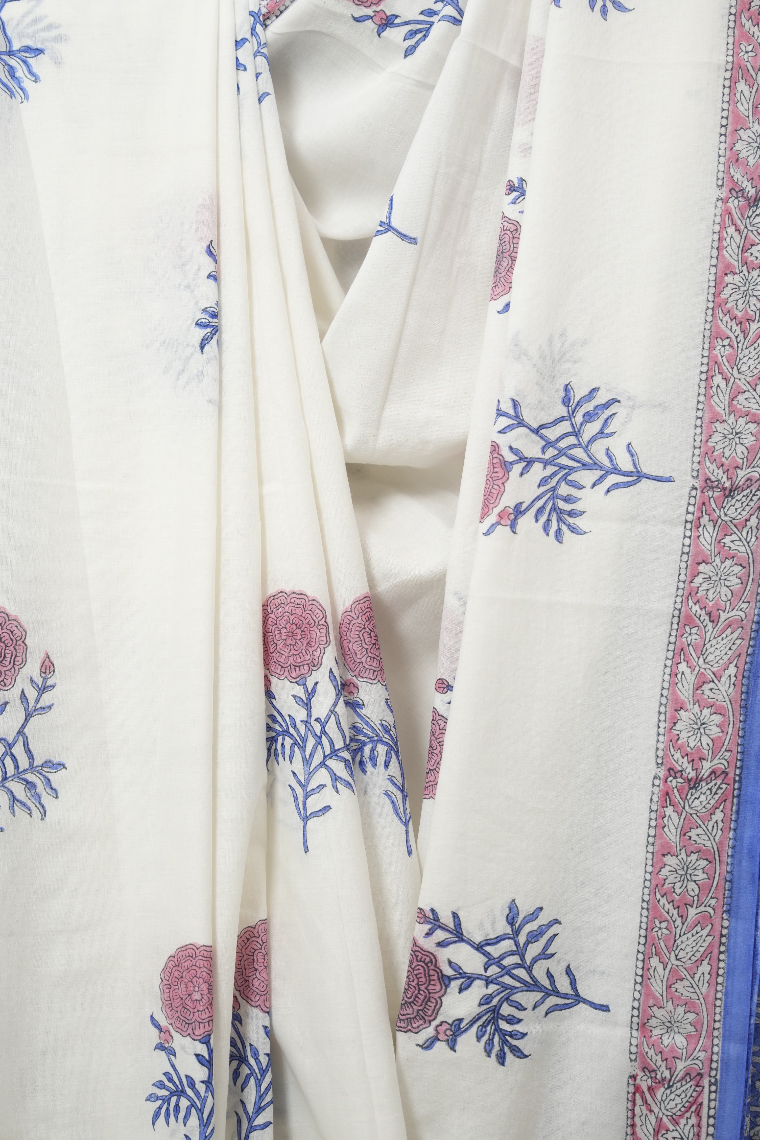 White HBP Cotton Saree - SRWCS3237