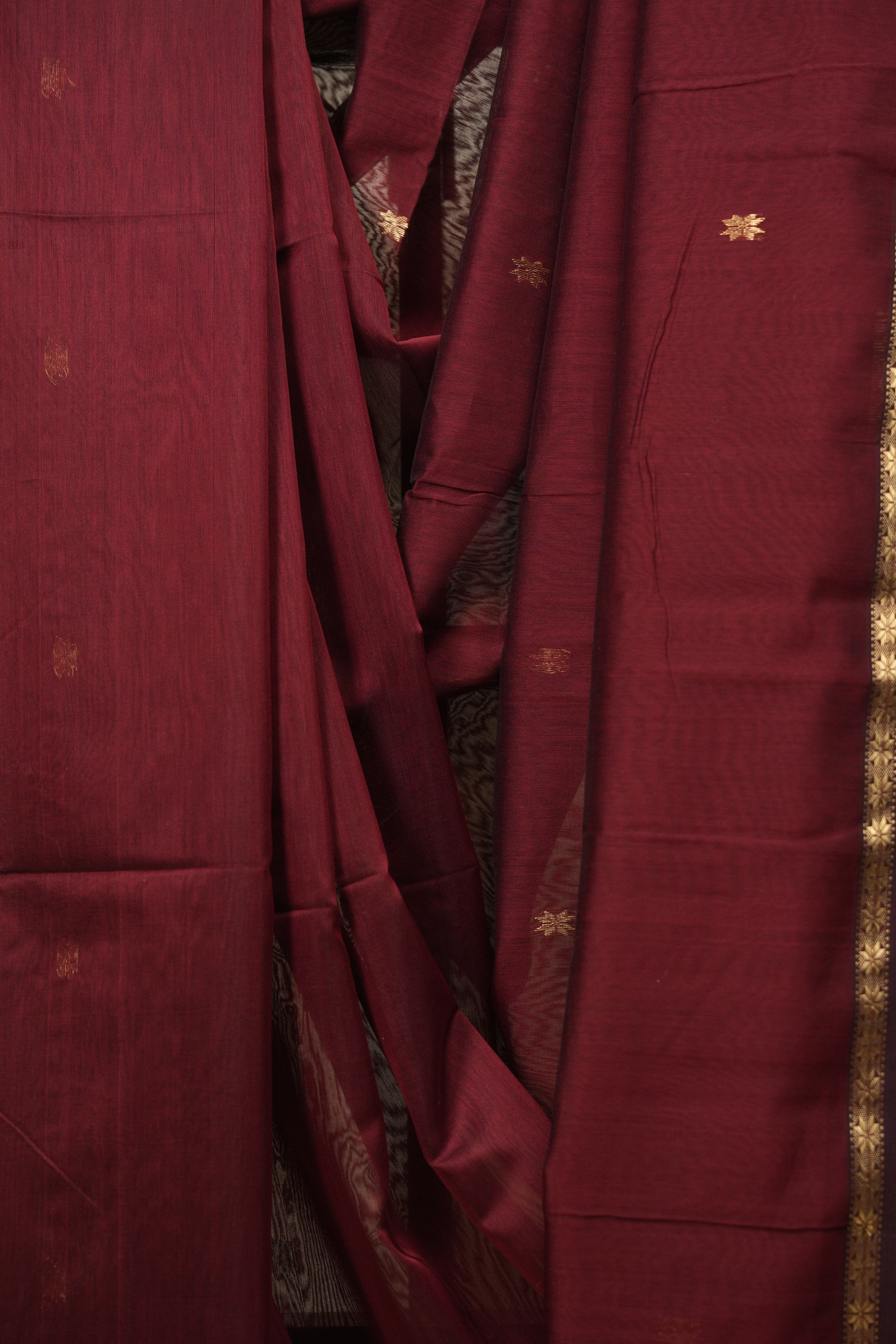Maroon Maheshwari Saree - SRMMS1403