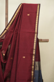 Maroon Maheshwari Saree - SRMMS1403