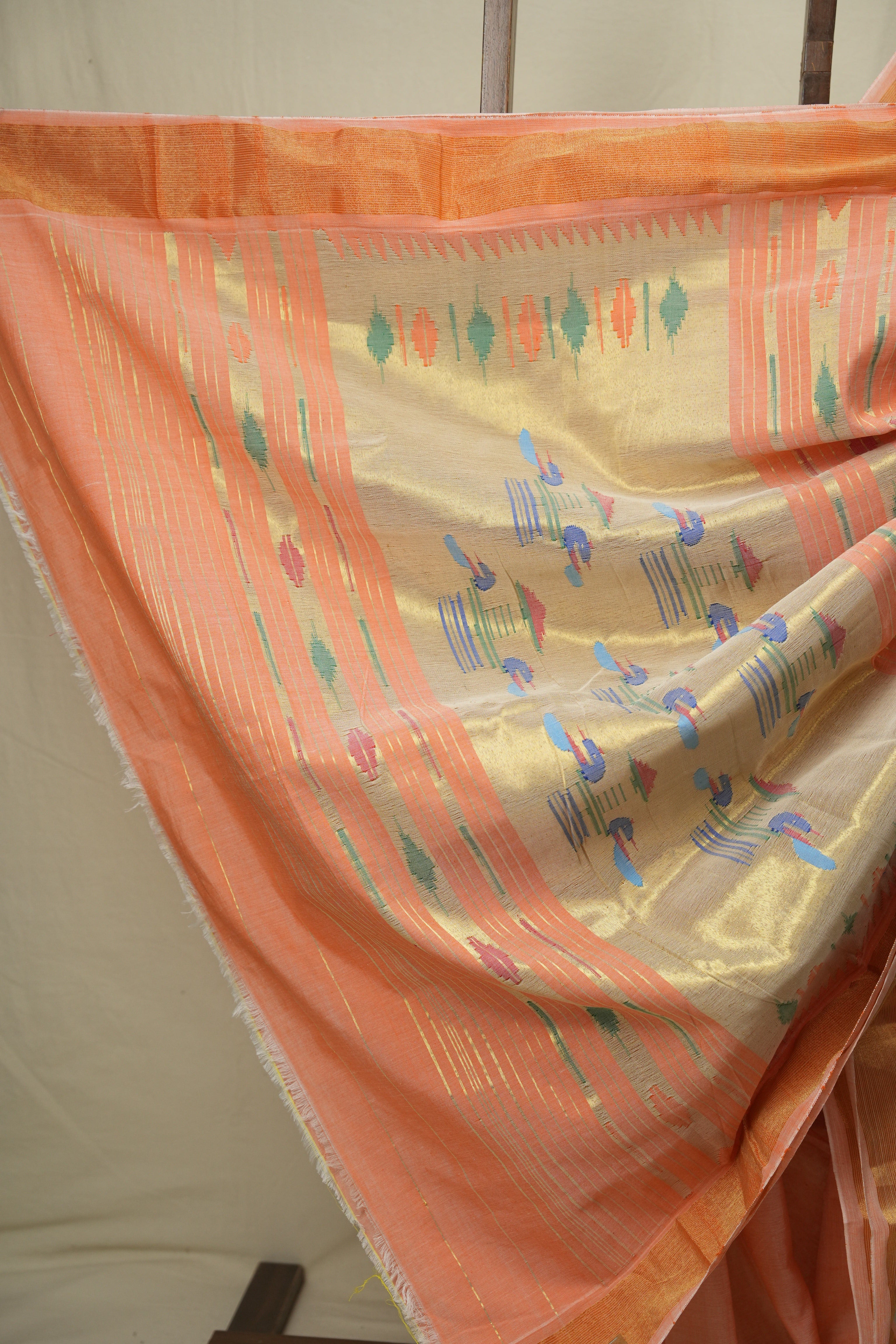 Peach Cotton Paithani Saree - SRPCPS815