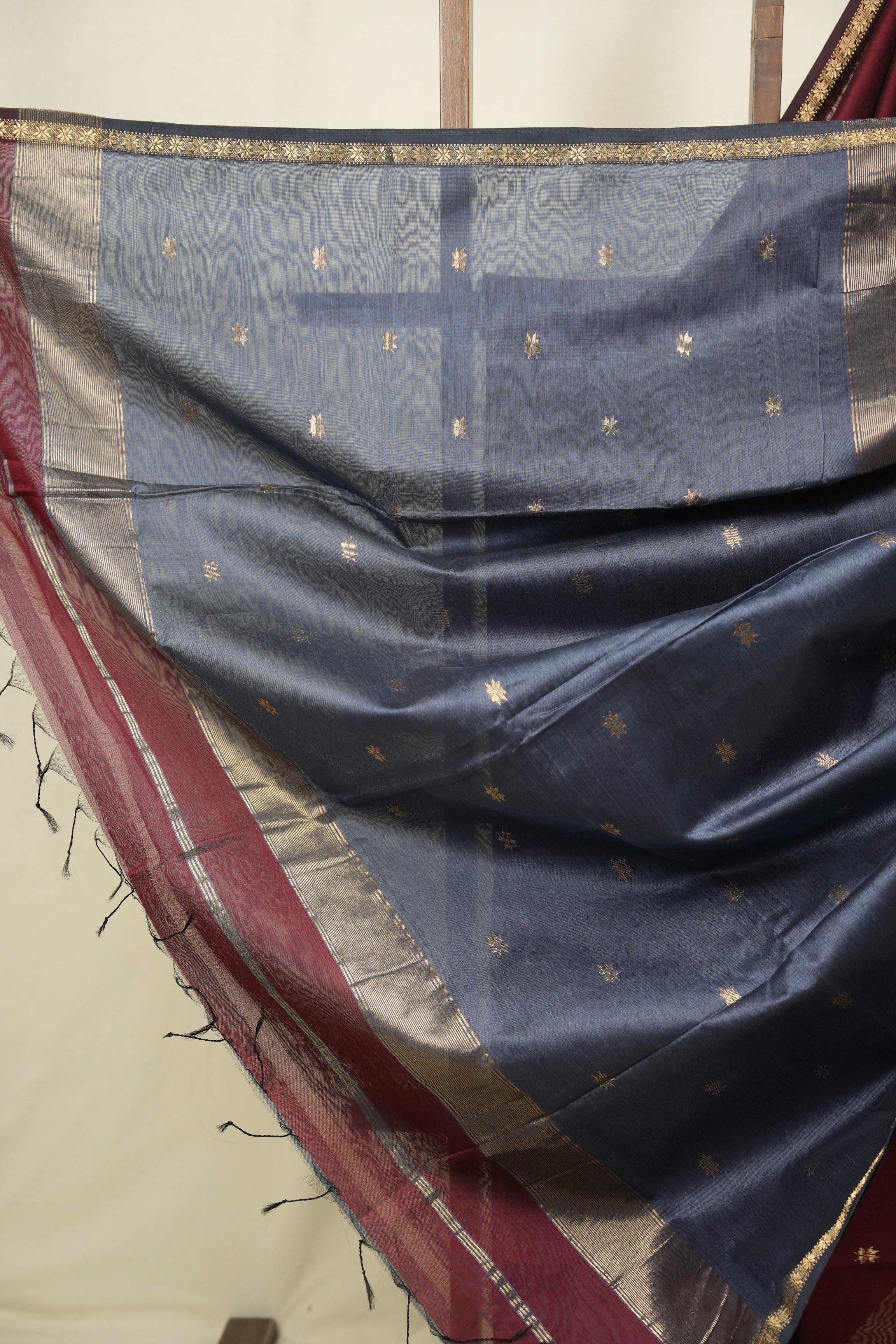 Maroon Maheshwari Saree - SRMMS1403