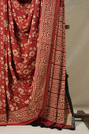 Maroon HBP Cotton Saree - SRMCS3071