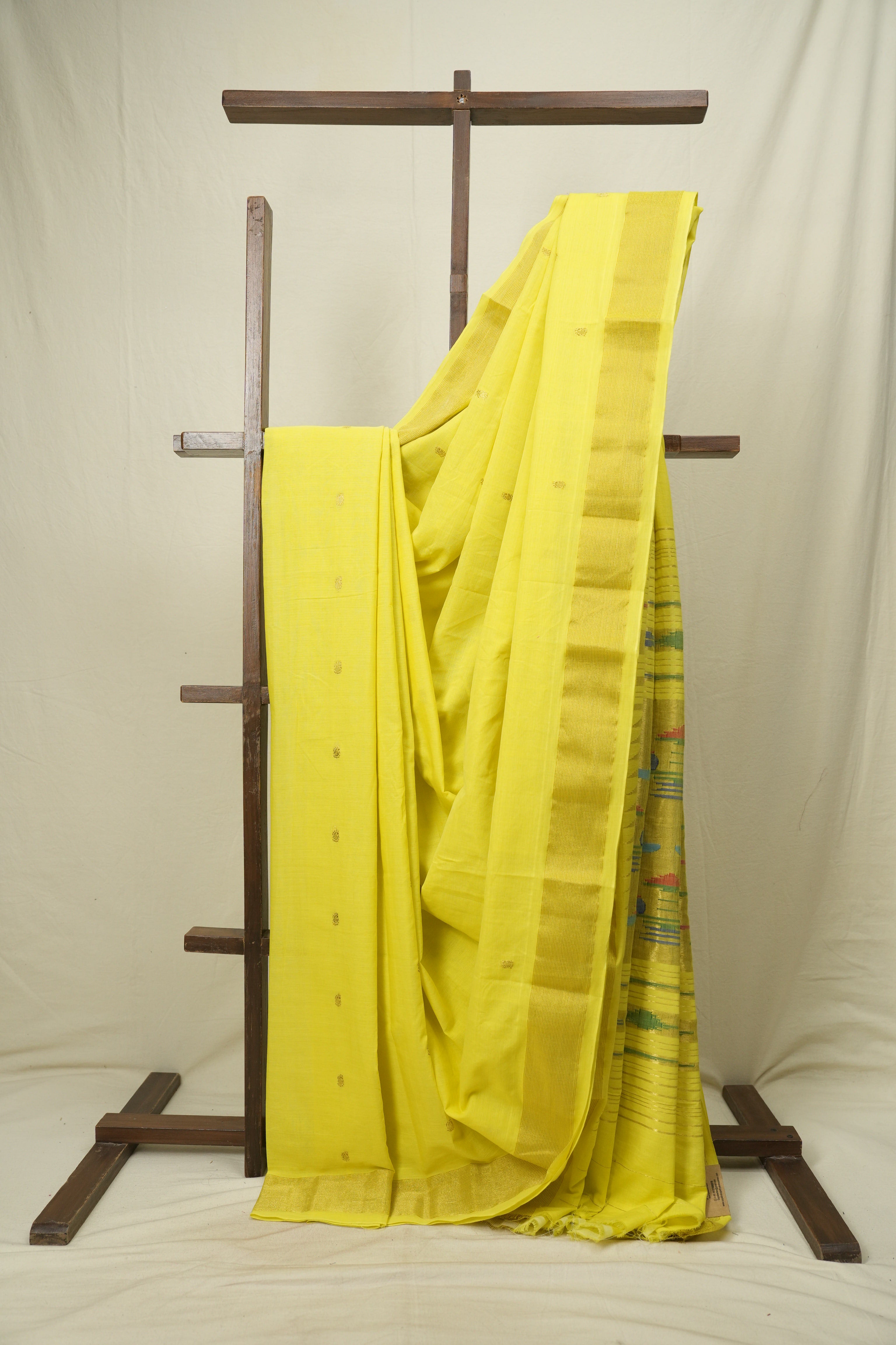 Lemon Yellow Cotton Paithani Saree - SRLYCPS818