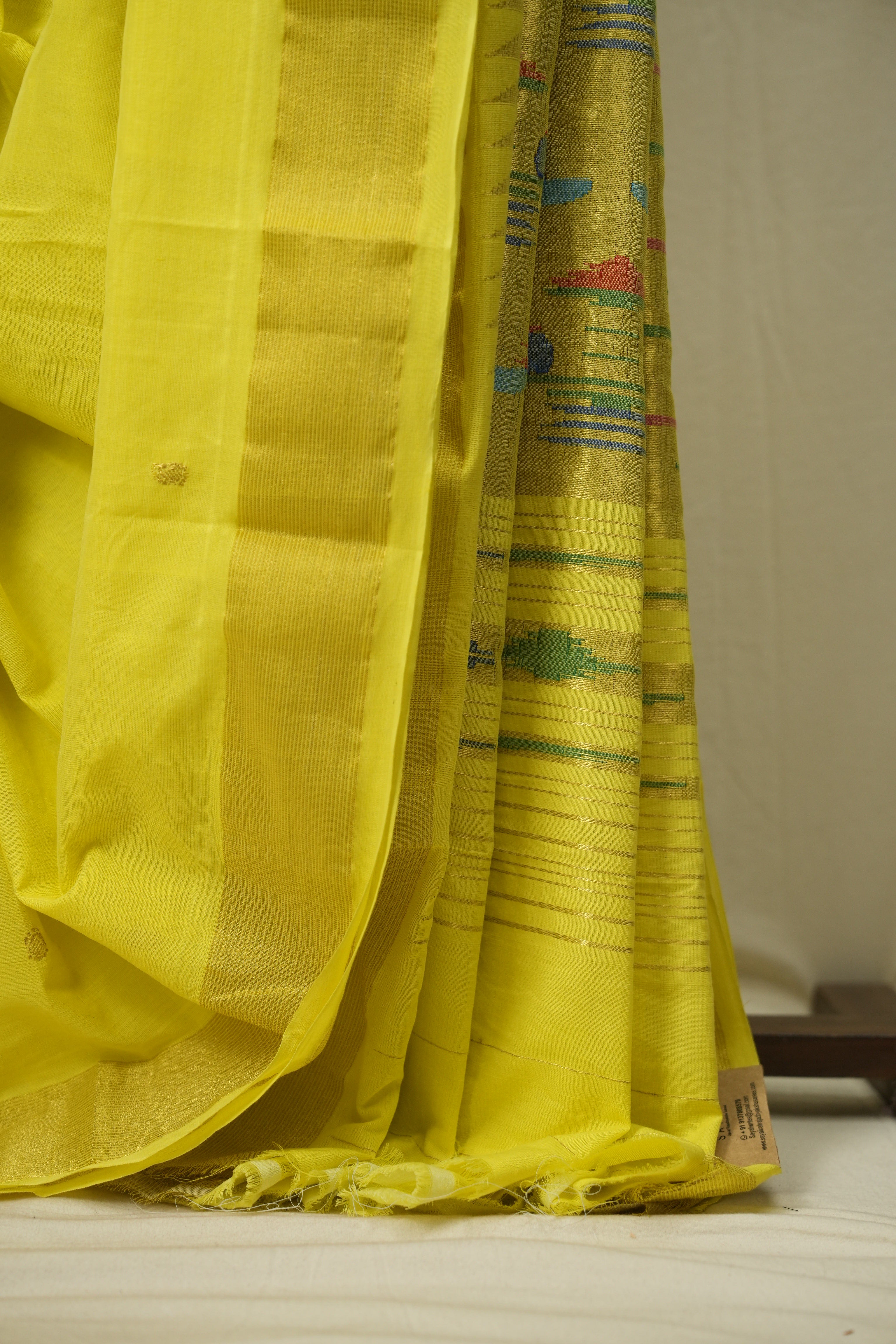 Lemon Yellow Cotton Paithani Saree - SRLYCPS818
