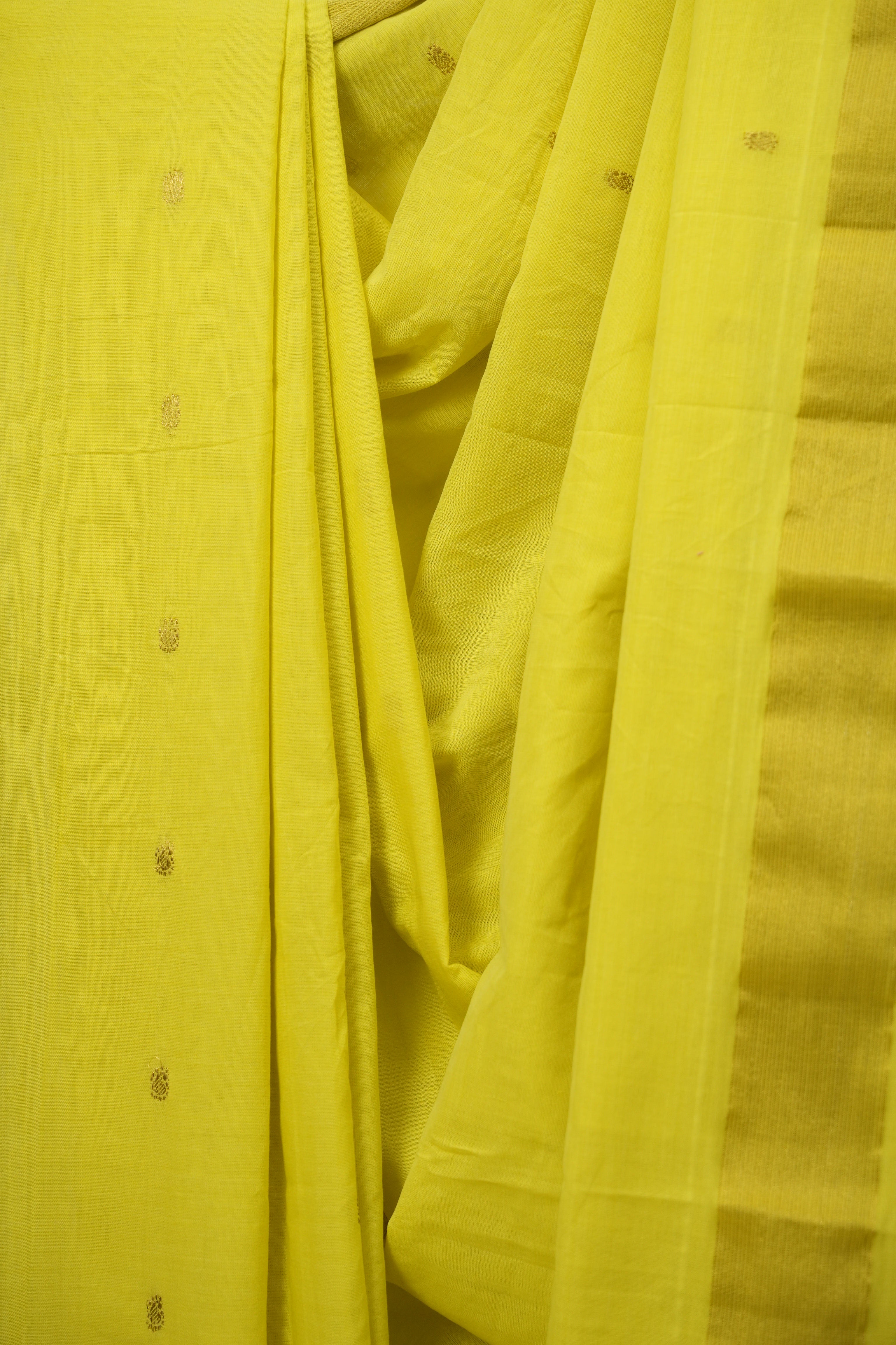 Lemon Yellow Cotton Paithani Saree - SRLYCPS818