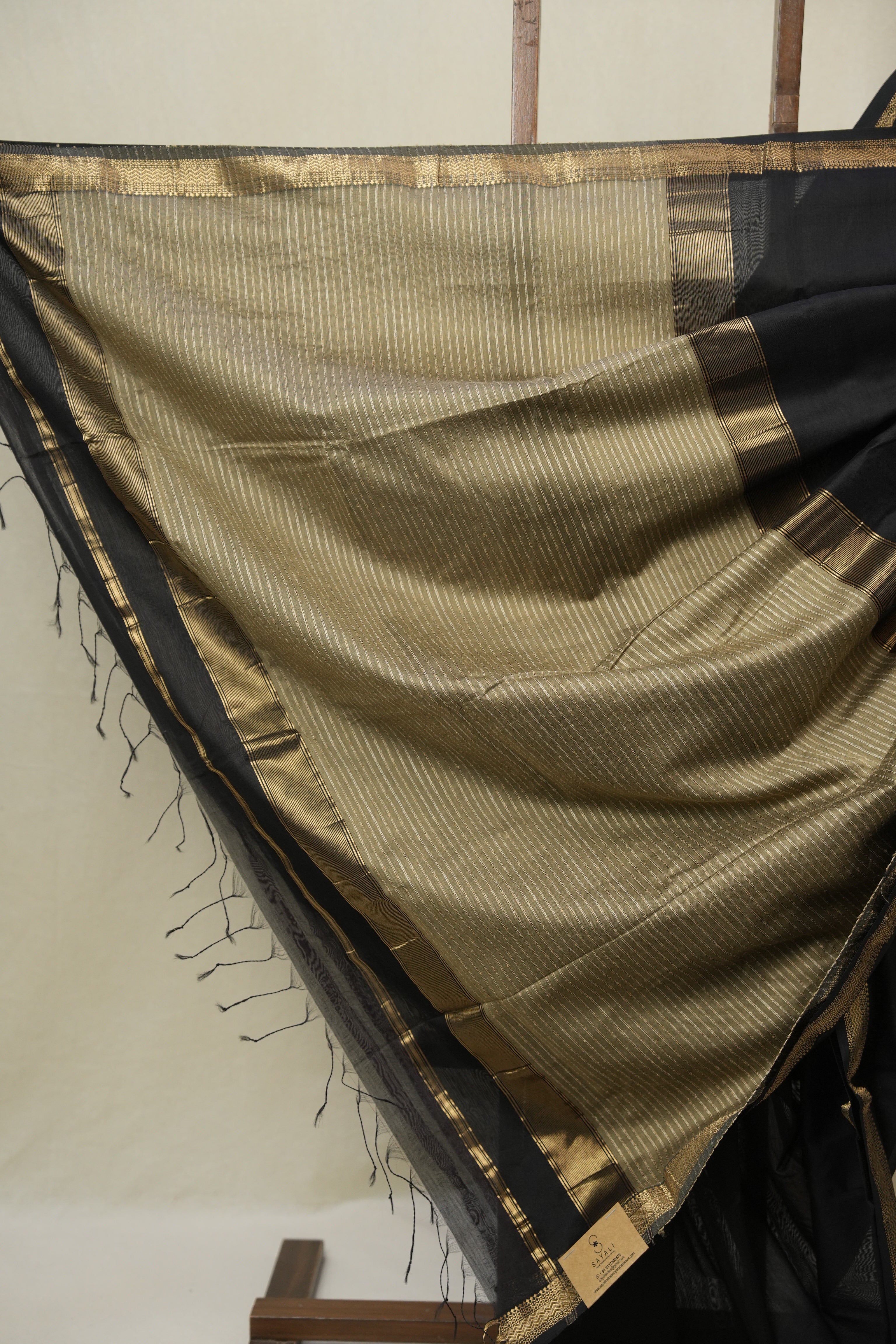Black Maheshwari Saree - SRBMS1084