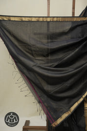 Black Maheshwari Saree - SRBMS1084