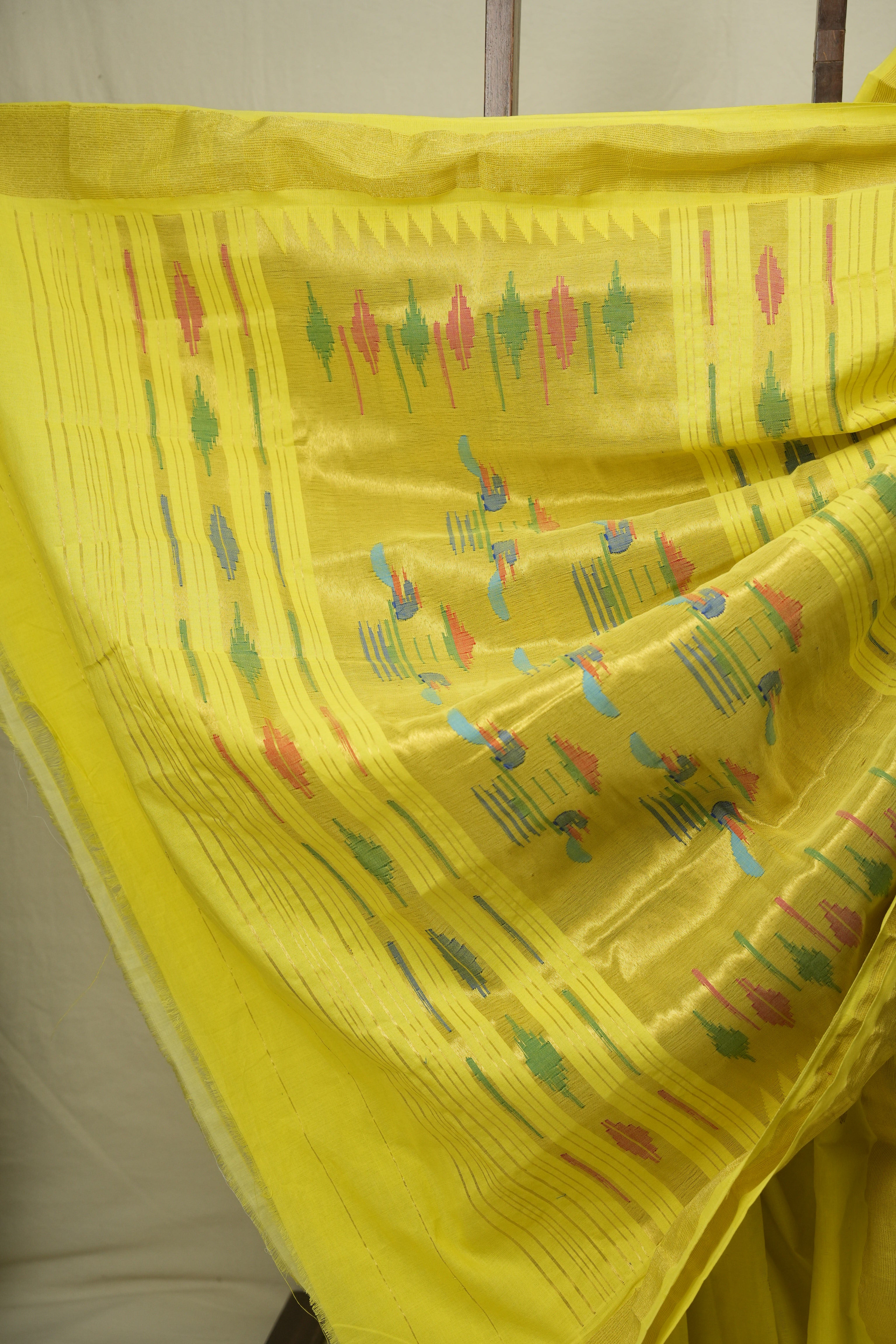 Lemon Yellow Cotton Paithani Saree - SRLYCPS818