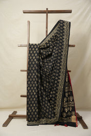 Black HBP Cotton Saree - SRBCS3070