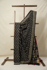 Black HBP Cotton Saree - SRBCS3070