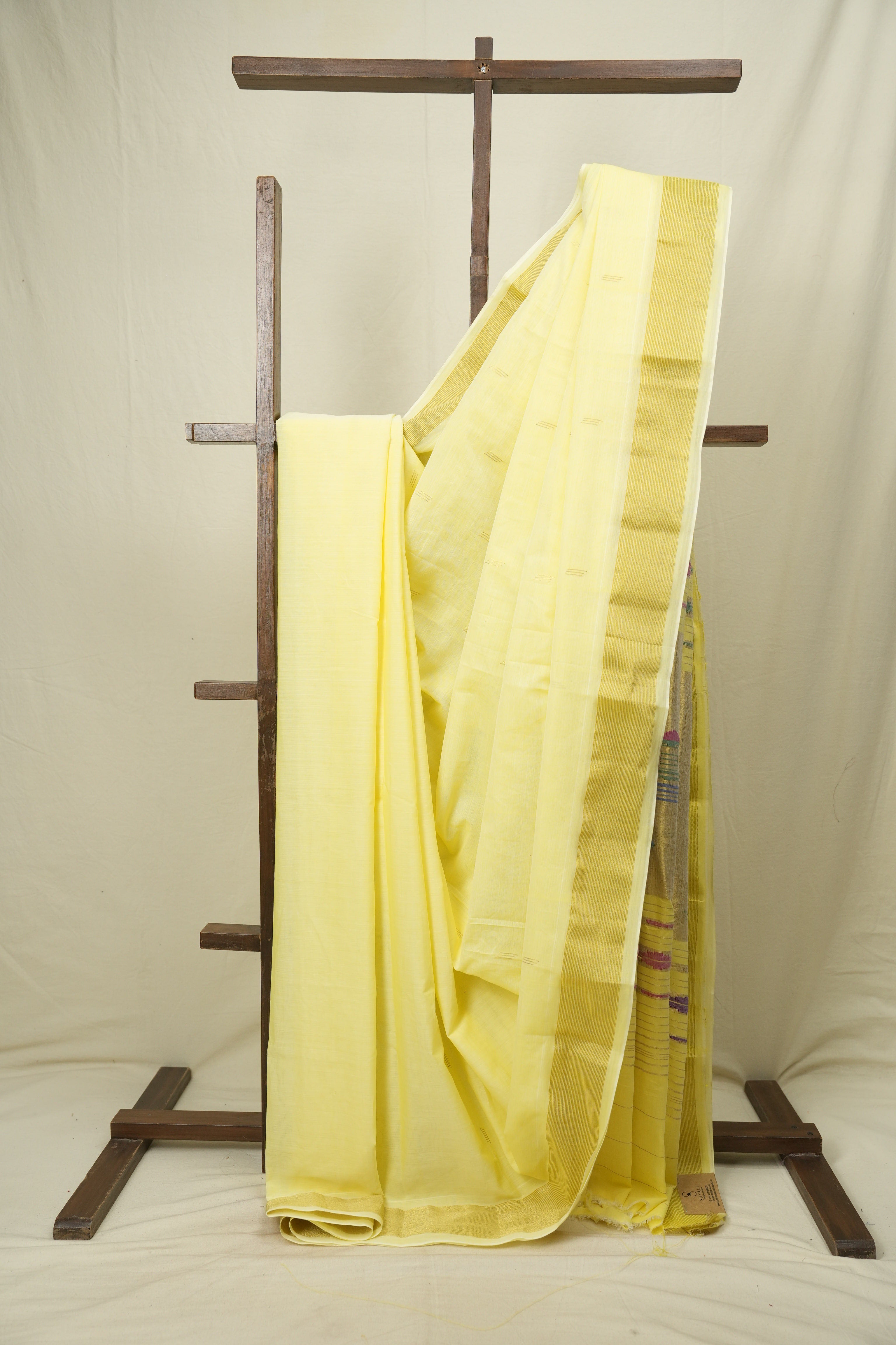 Light Yellow Cotton Paithani Saree - SRLYCPS817