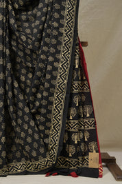 Black HBP Cotton Saree - SRBCS3070
