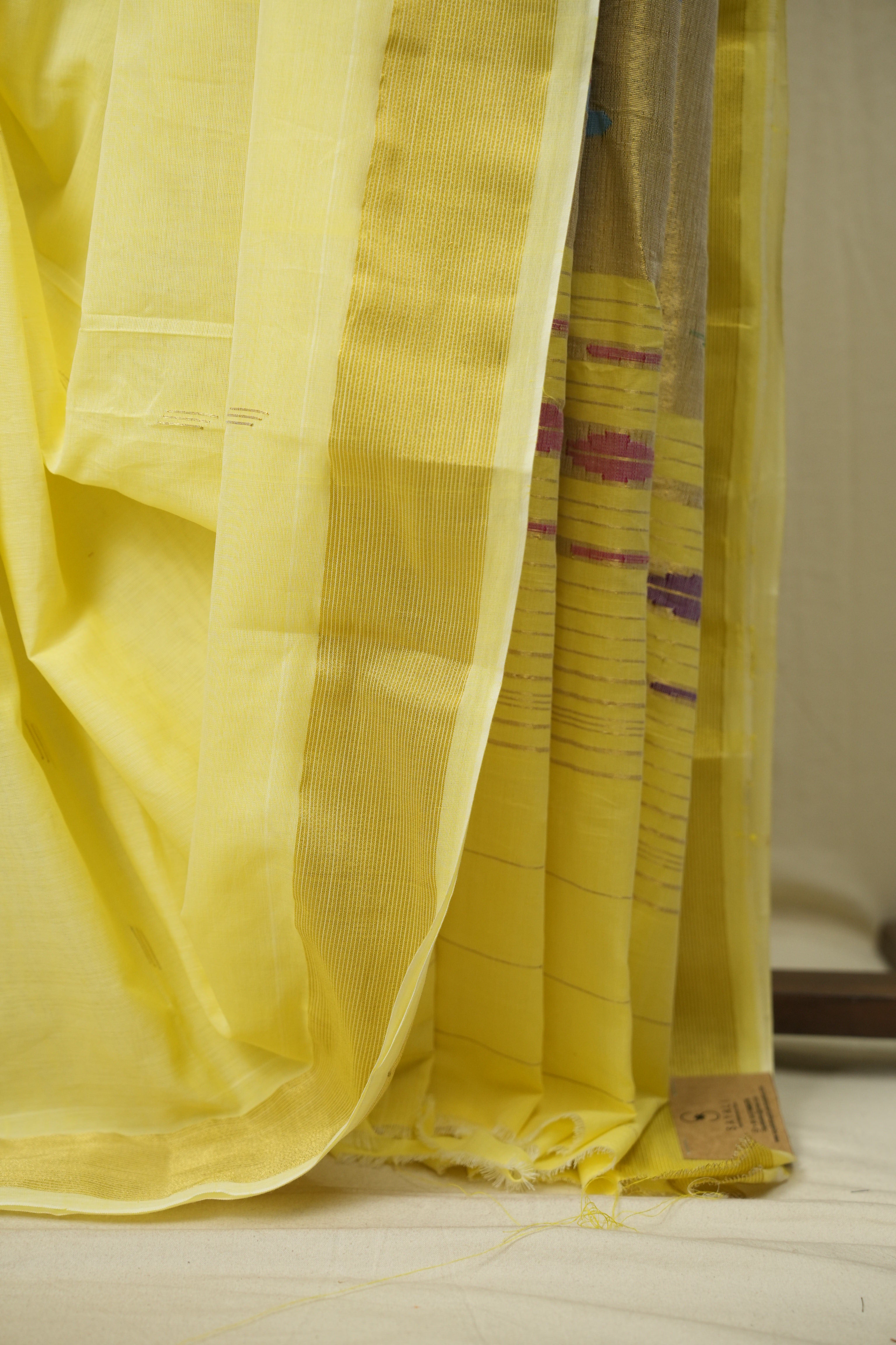 Light Yellow Cotton Paithani Saree - SRLYCPS817