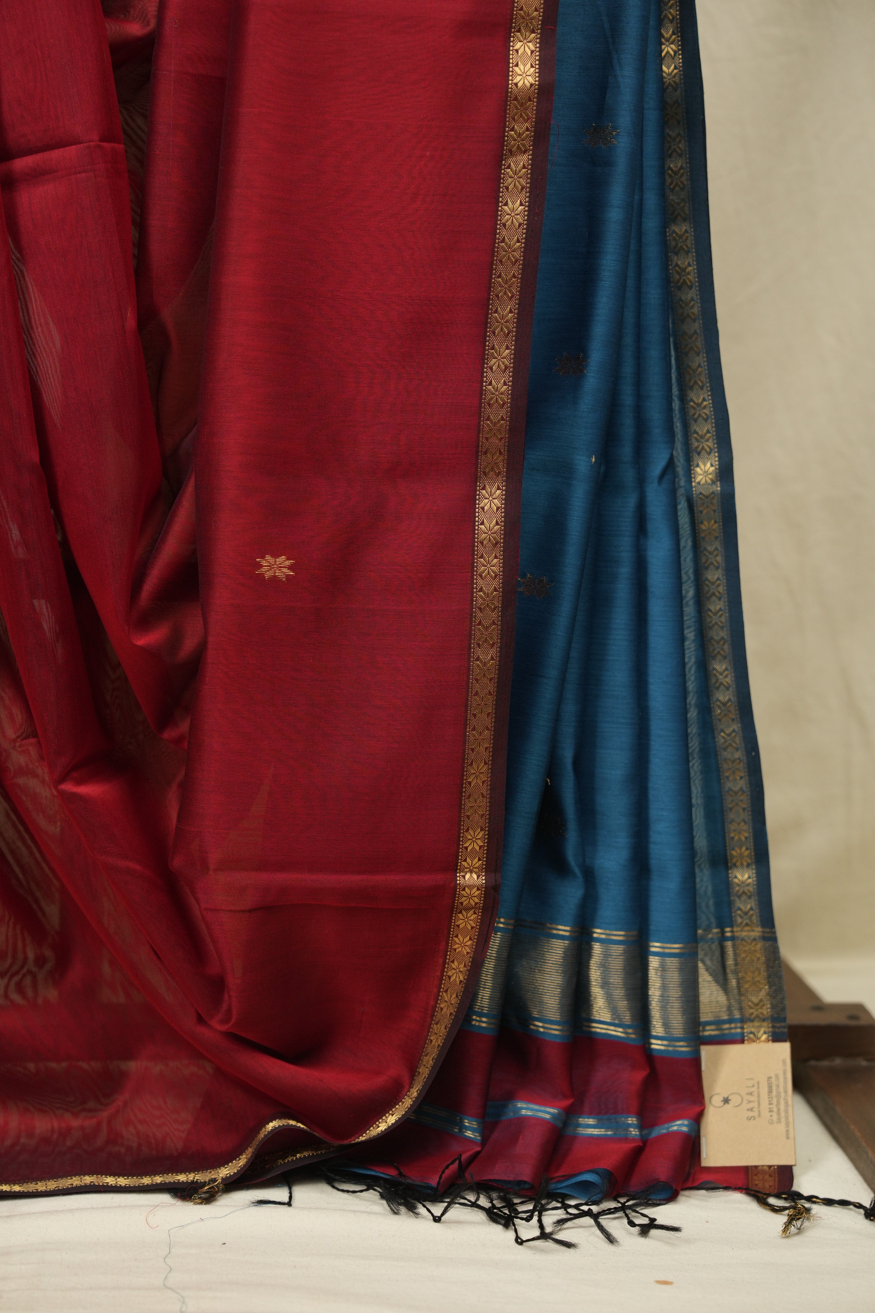 Maroon Maheshwari Saree - SRMMS1405