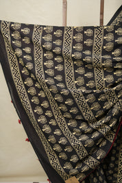 Black HBP Cotton Saree - SRBCS3070