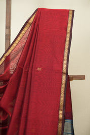 Maroon Maheshwari Saree - SRMMS1405