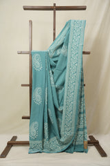 Aqua Green HBP Cotton Saree - SRAGCS3238
