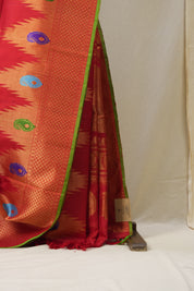 Red Gadwal Silk Saree - SRRGSS376