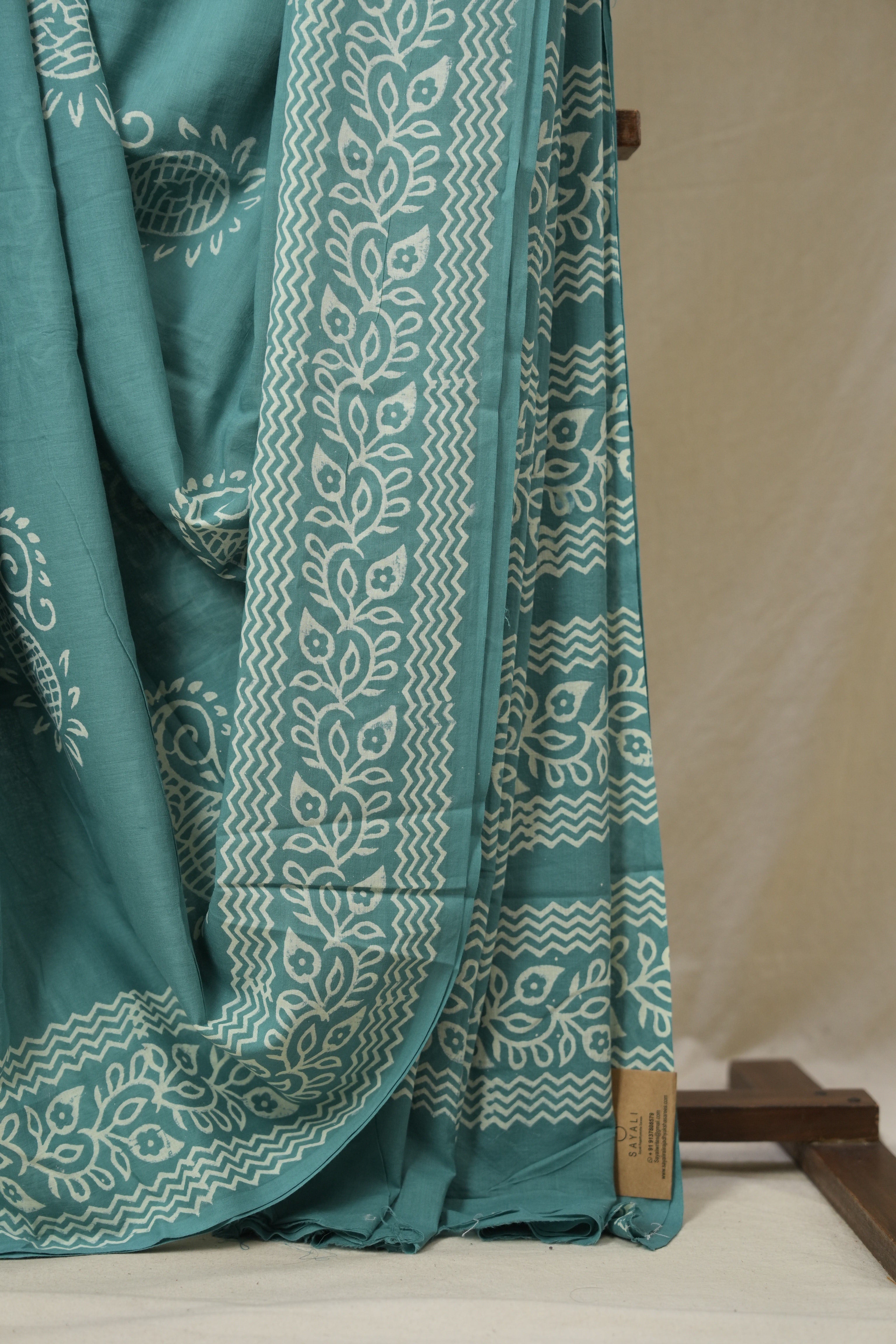 Aqua Green HBP Cotton Saree - SRAGCS3238