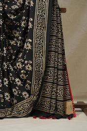 Black HBP Cotton Saree - SRBCS3069