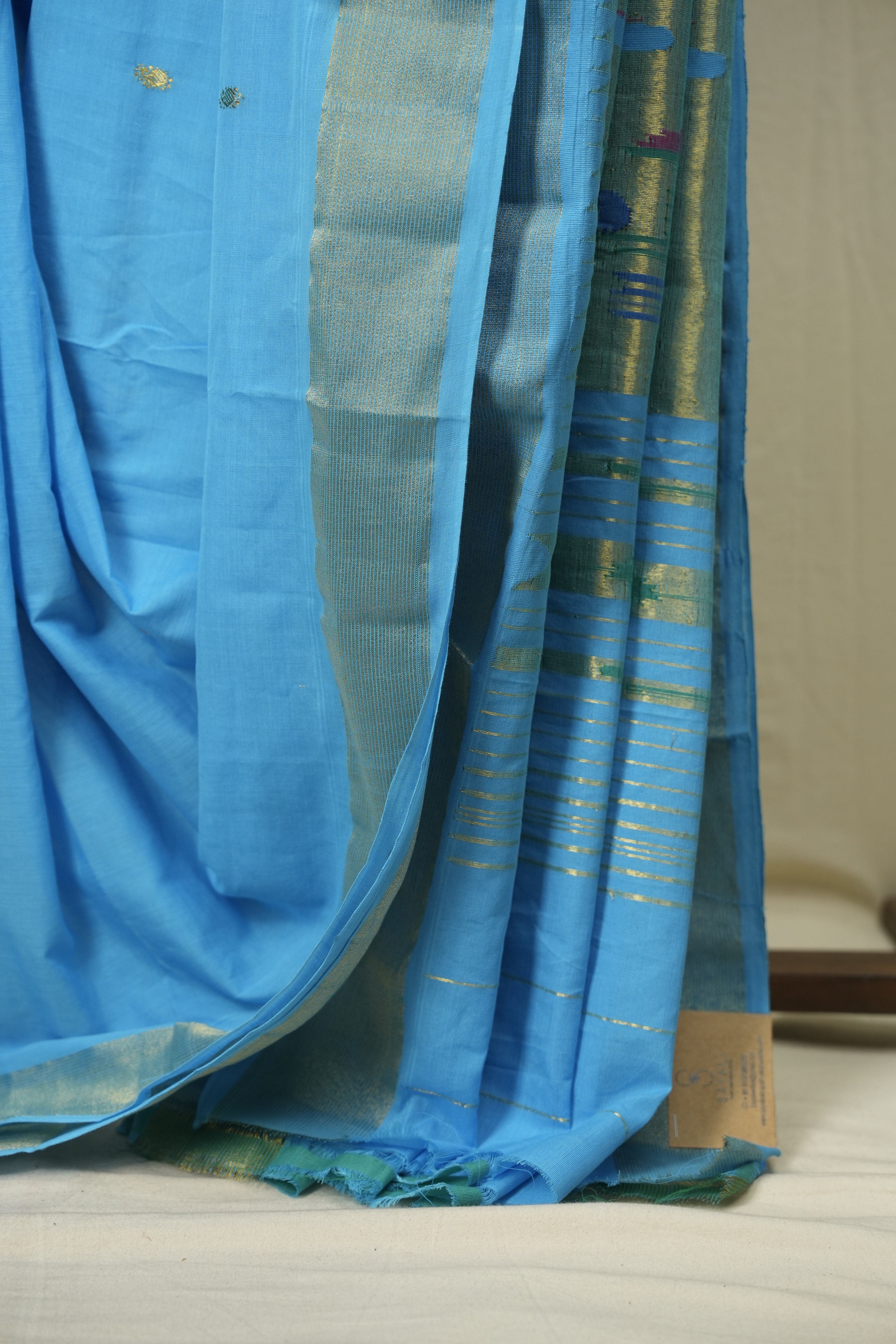 Blue Cotton Paithani Saree - SRBCPS819