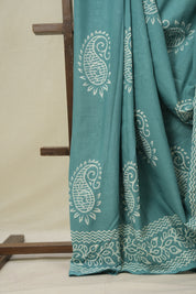 Aqua Green HBP Cotton Saree - SRAGCS3238