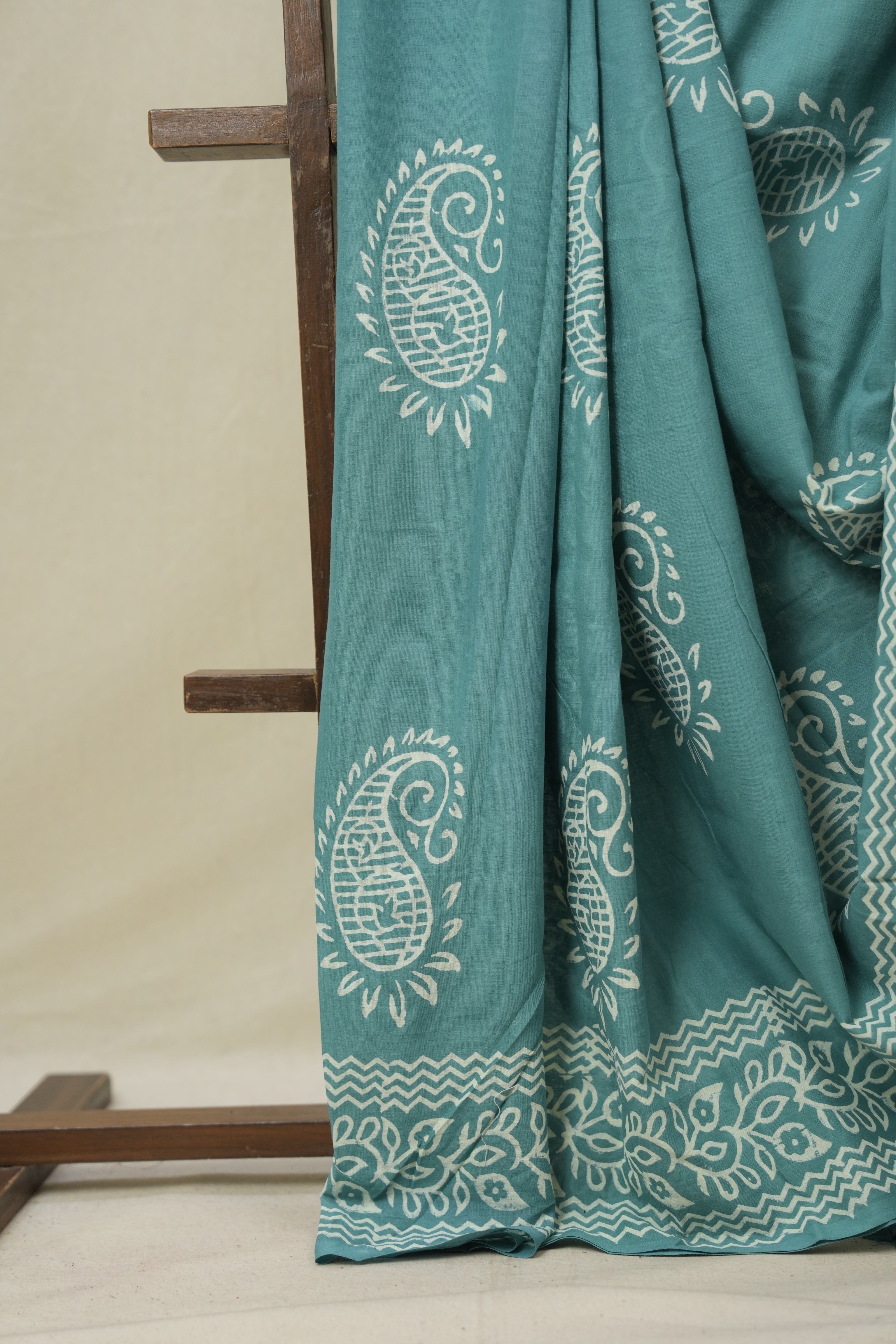 Aqua Green HBP Cotton Saree - SRAGCS3238