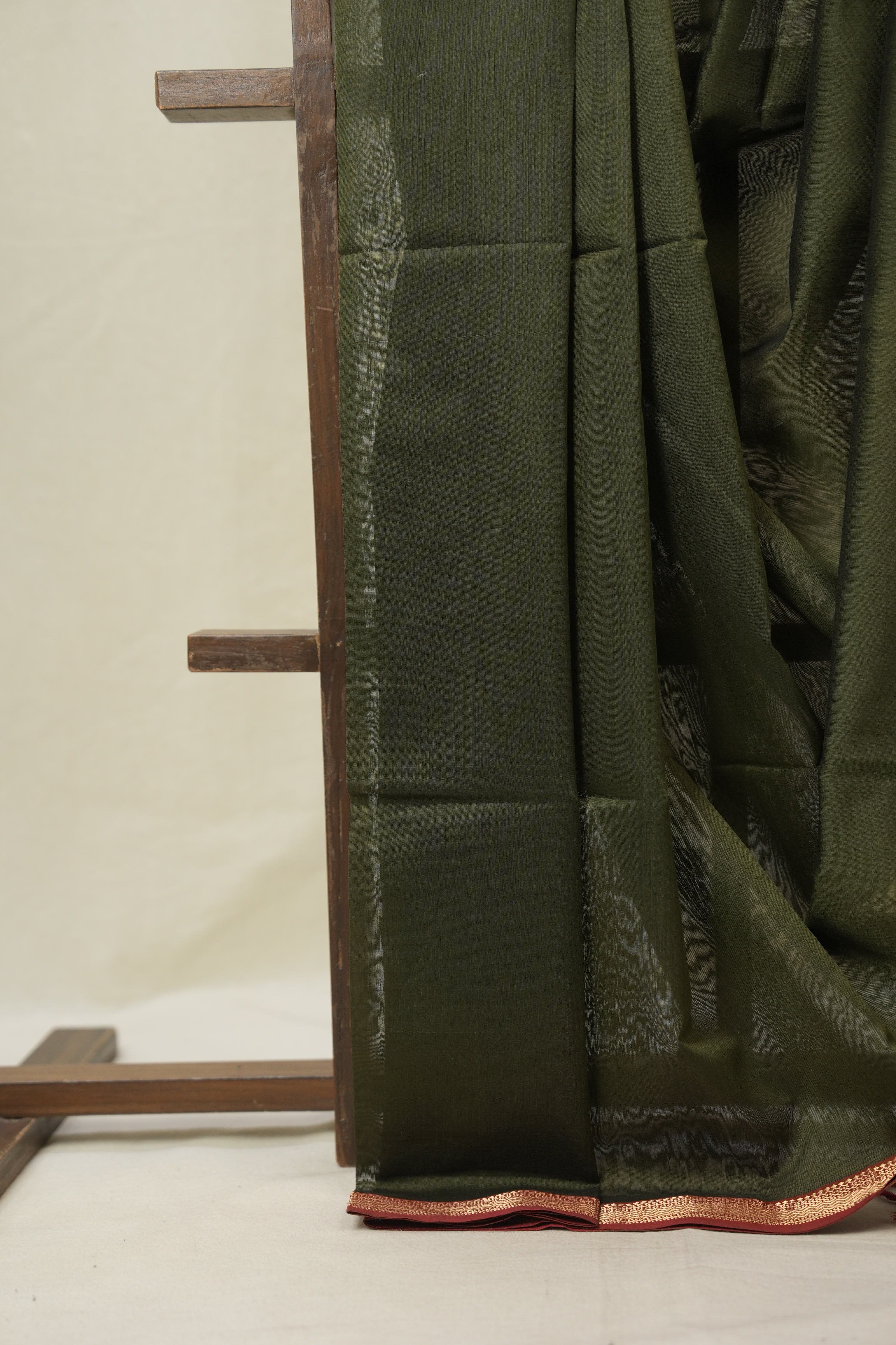 Moss Green Maheshwari Saree - SRMGMS1086